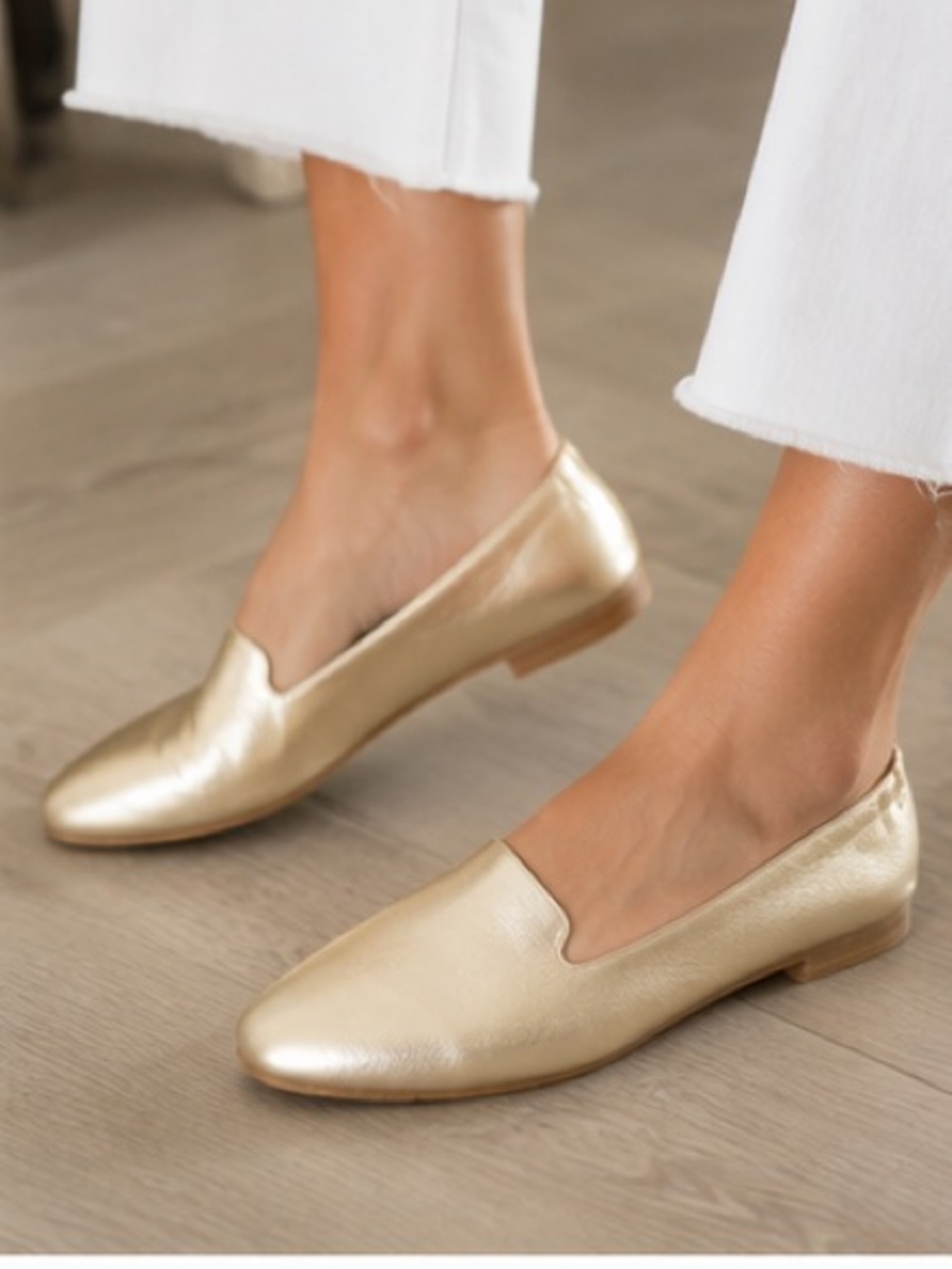 UKIES Bianca Italian Leather Pearl Gold Nappa Flats Size 9 NEW Luxury Comfort